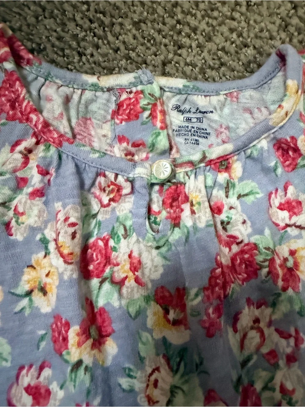 Ralph Lauren Floral Baby Dress and Diaper Cover Light Lavender and Pink